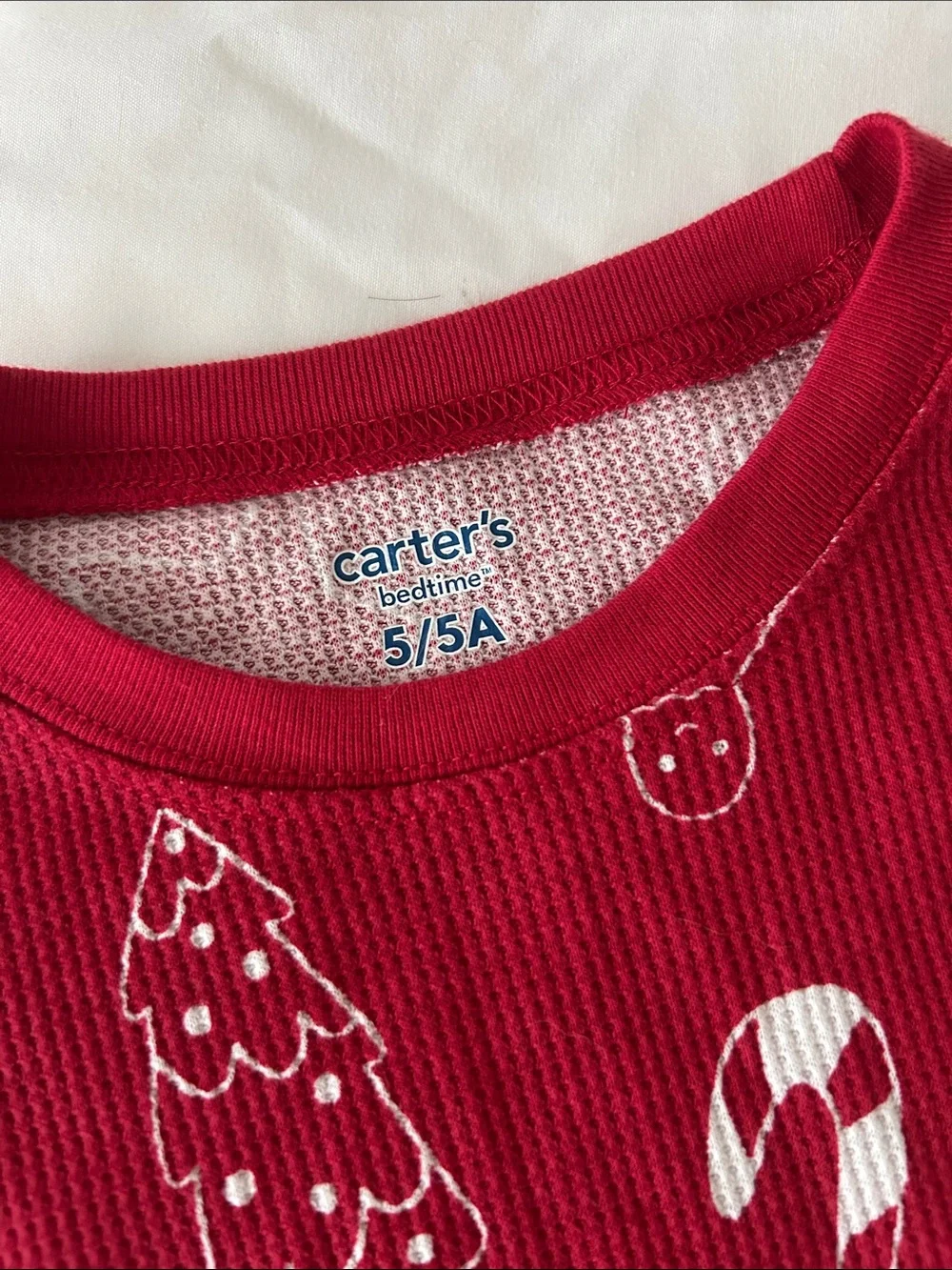 Carter's Red Holiday Print Thermal Pajama Set - Candy Cane & Gingerbread